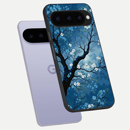 Blue Tree Serenity phone case For Google Pixel 11 showing premium glass back cover with detailed artwork