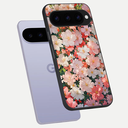  Blush Bloom Field phone case For Google Pixel 11 showing premium glass back cover with detailed artwork