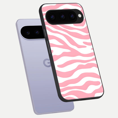  Blush Zebra Flow phone case For Google Pixel 11 showing premium glass back cover with detailed artwork