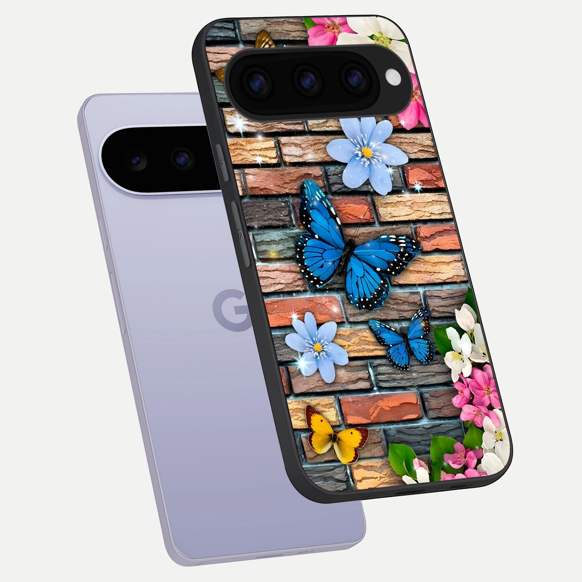  Brick Bloom Flight phone case For Google Pixel 11 showing premium glass back cover with detailed artwork