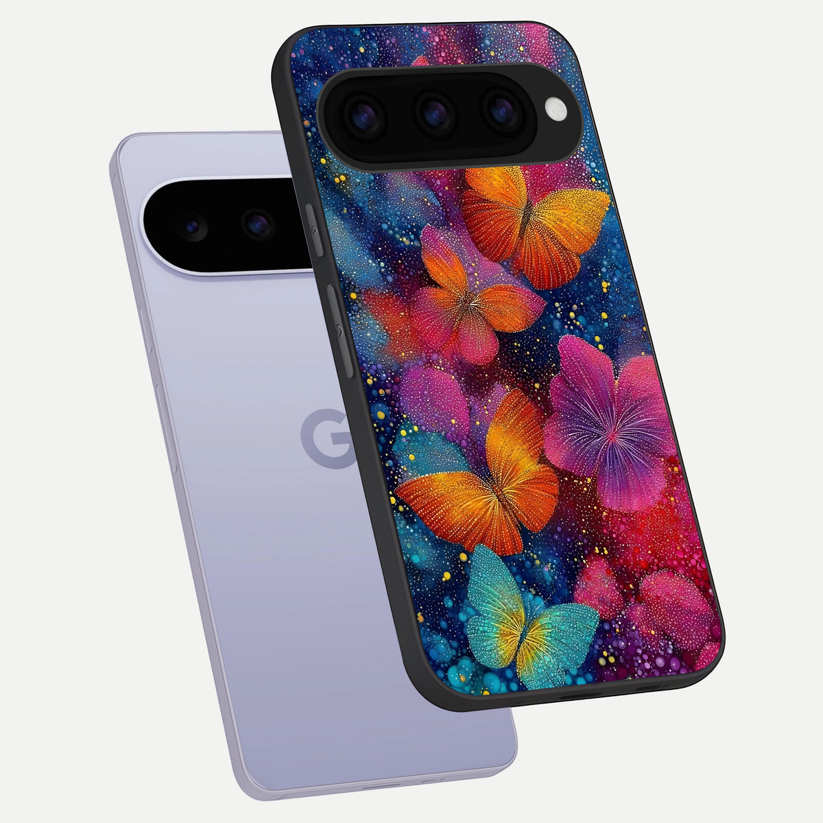  Butterfly Dream Mist phone case For Google Pixel 11 showing premium glass back cover with detailed artwork