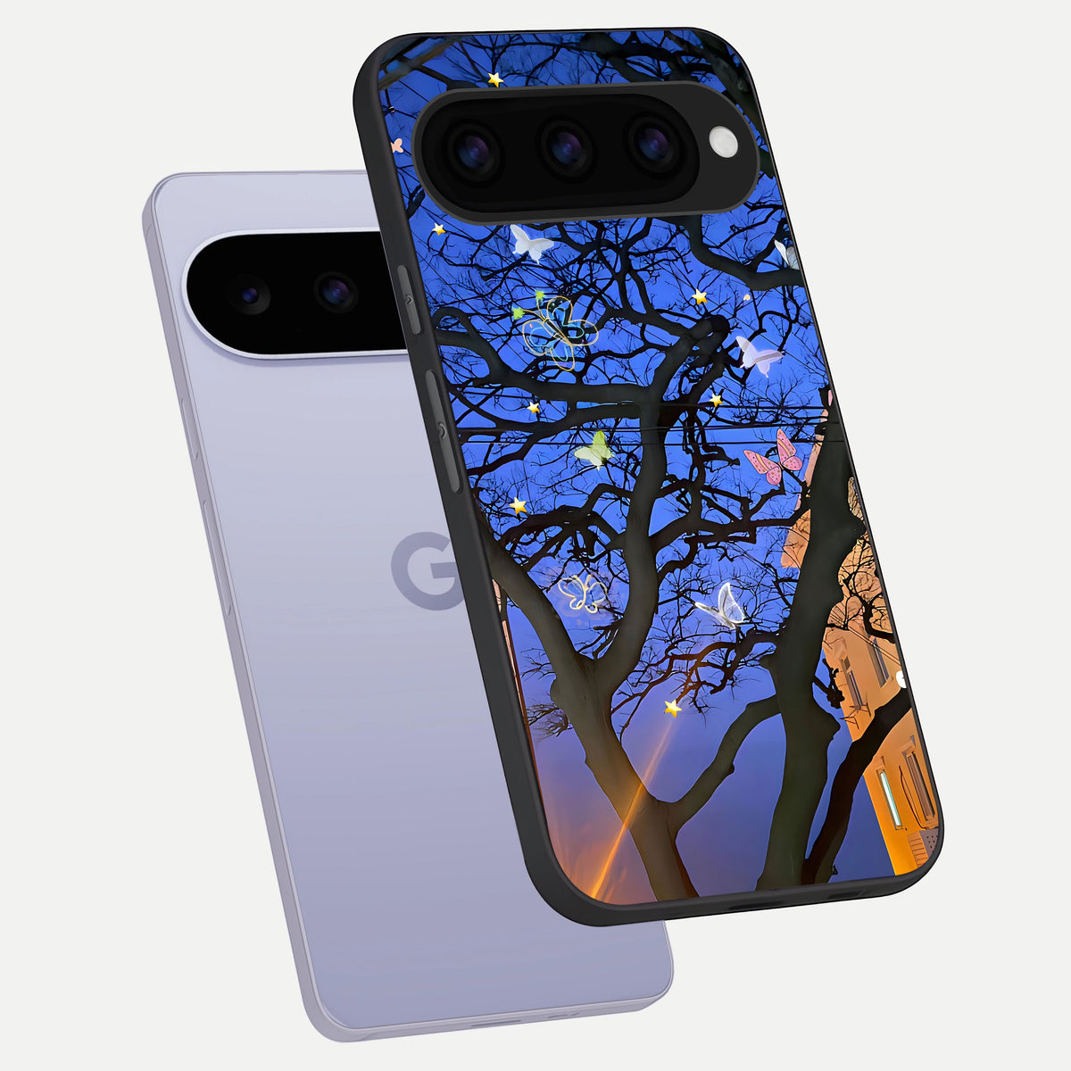  Butterfly Night Magic phone case For Google Pixel 11 showing premium glass back cover with detailed artwork