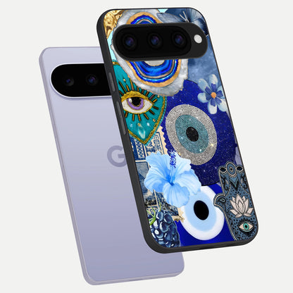  Celestial Blue Vision phone case For Google Pixel 11 showing premium glass back cover with detailed artwork