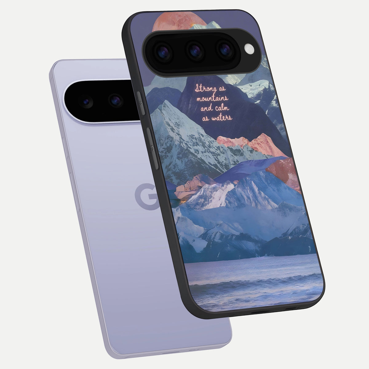  Celestial Mountain Calm phone case For Google Pixel 11 showing premium glass back cover with detailed artwork