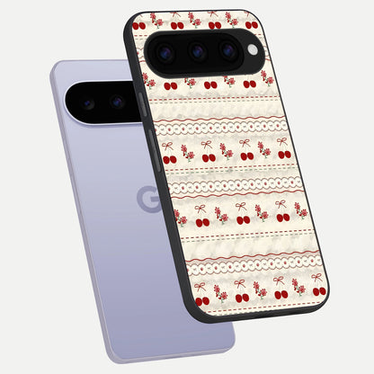  Cherry Bloom Charm phone case For Google Pixel 11 showing premium glass back cover with detailed artwork