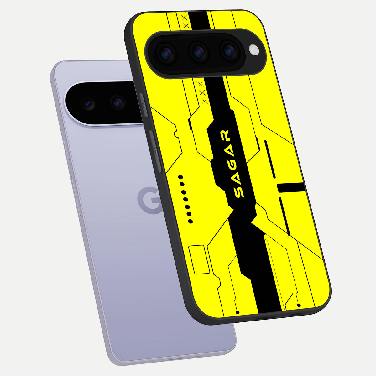  Circuit CYBERPUNK Custom Name phone case For Google Pixel 11 showing premium glass back cover with detailed artwork