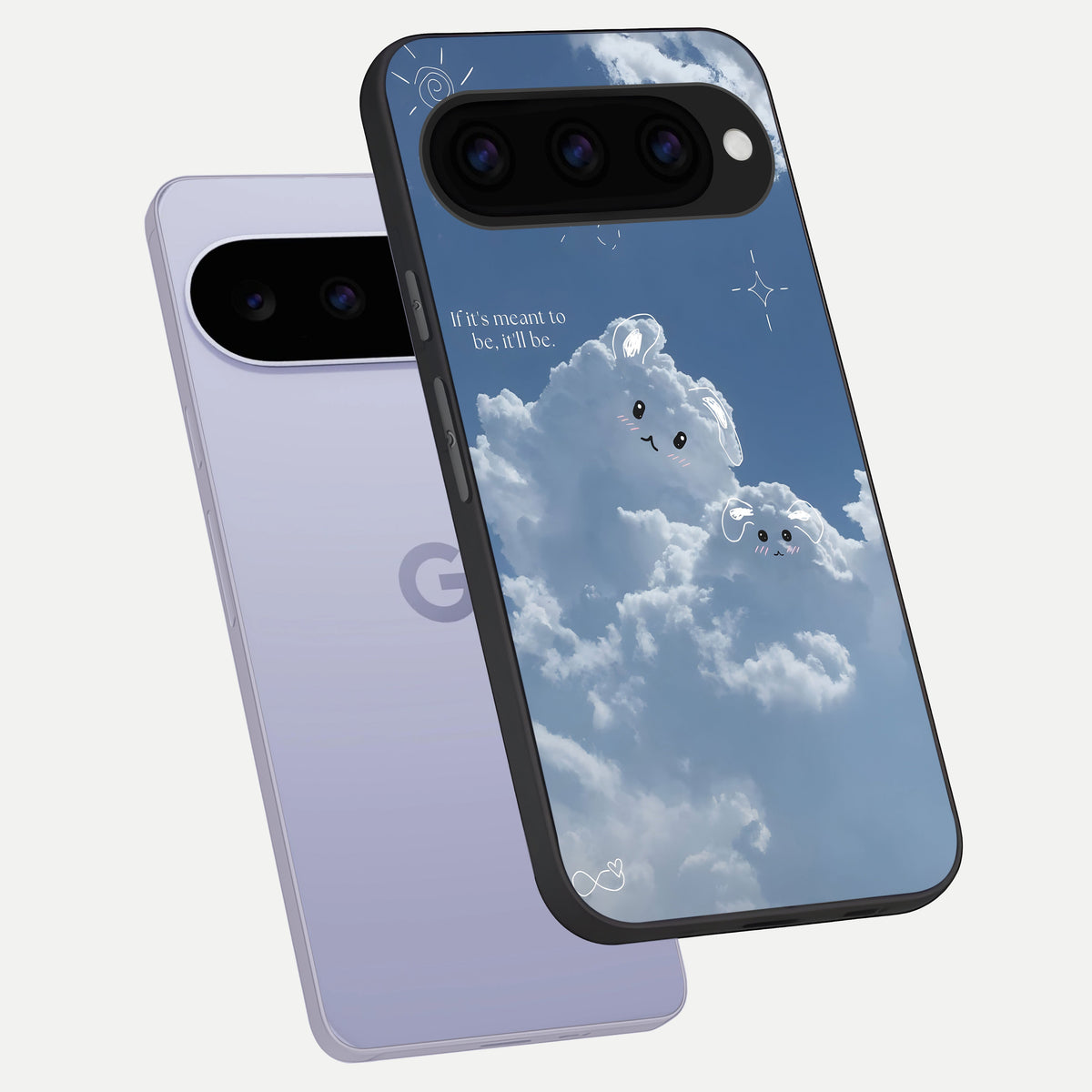  Cloud Bunny Dreams phone case For Google Pixel 11 showing premium glass back cover with detailed artwork