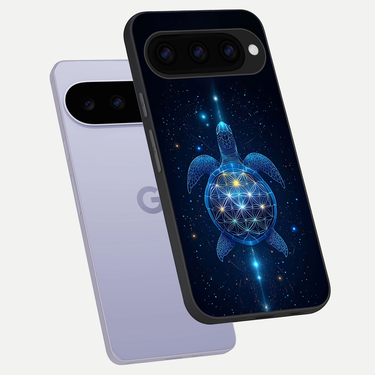  Crimson Blue Turtle phone case For Google Pixel 11 showing premium glass back cover with detailed artwork