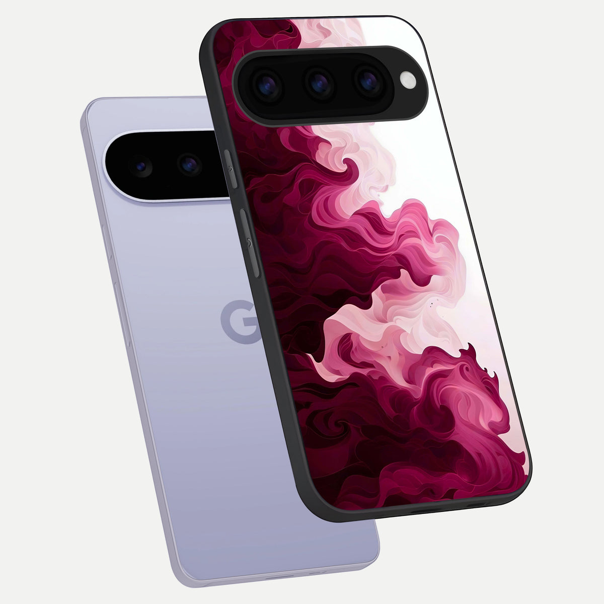  Crimson Wave Flow phone case For Google Pixel 11 showing premium glass back cover with detailed artwork