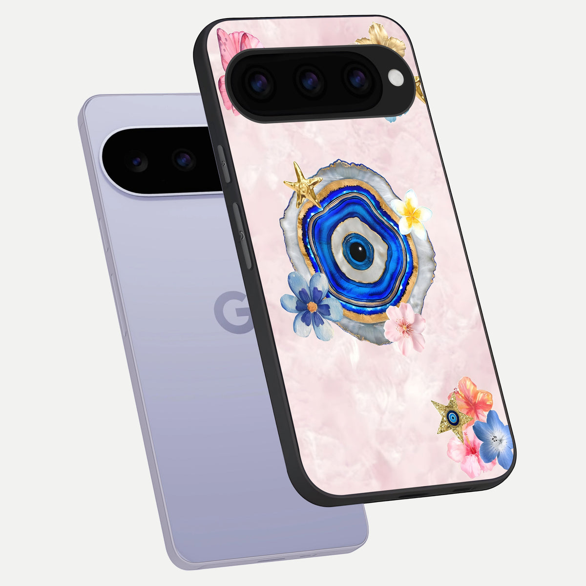  Divine Aura Bloom phone case For Google Pixel 11 showing premium glass back cover with detailed artwork