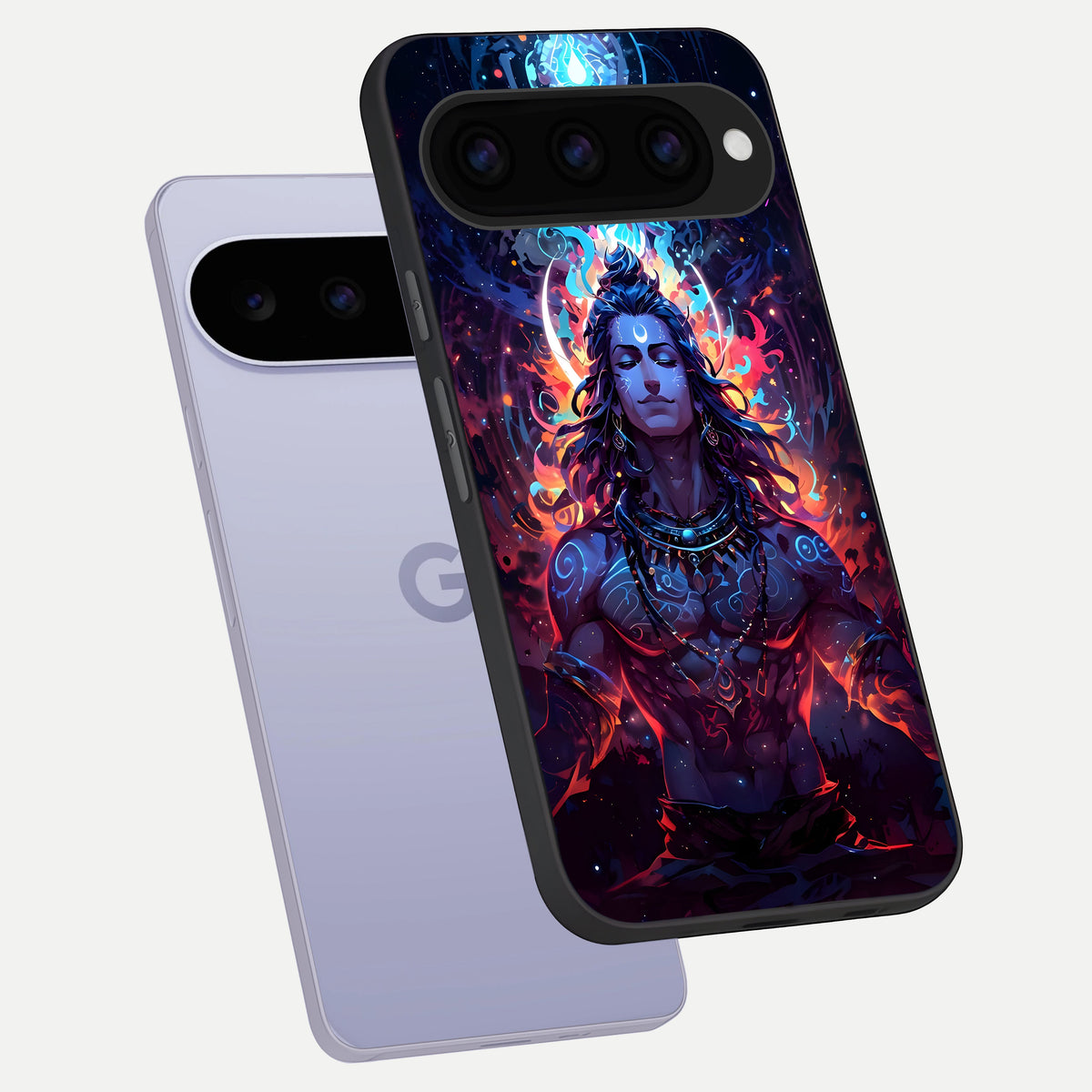  Divine Fire Shiv phone case For Google Pixel 11 showing premium glass back cover with detailed artwork