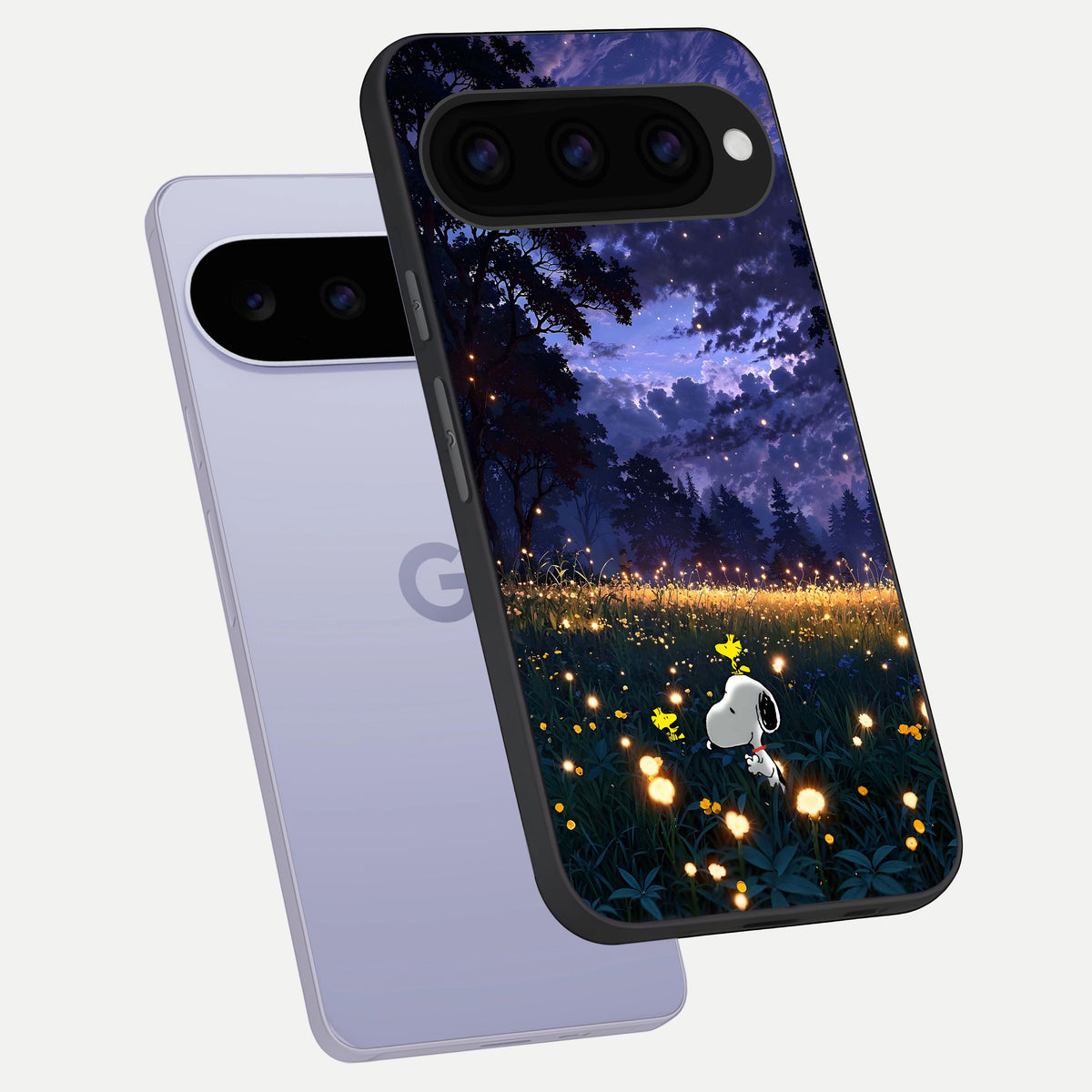  Firefly Meadow Magic phone case For Google Pixel 11 showing premium glass back cover with detailed artwork