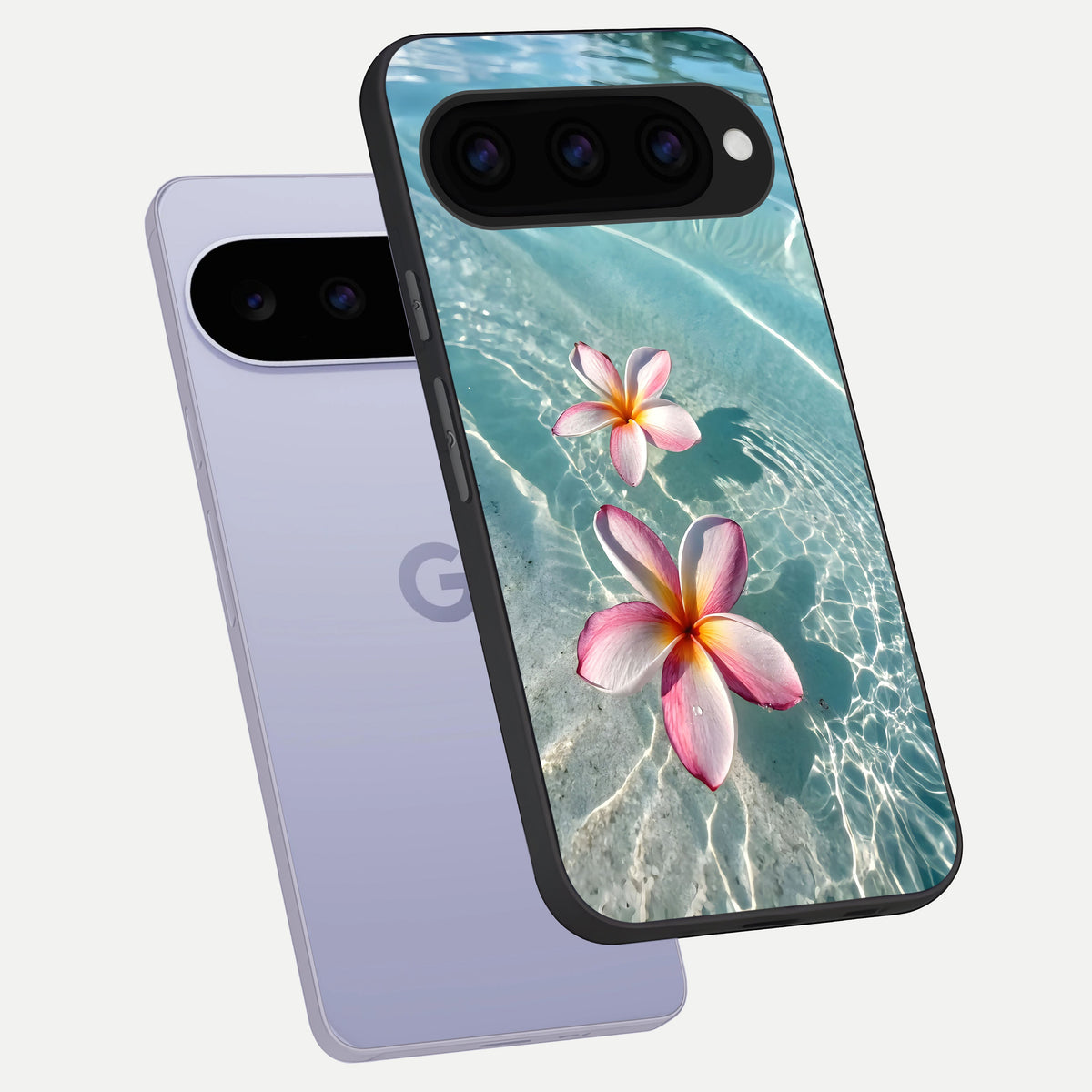  Floating Bloom Bliss phone case For Google Pixel 11 showing premium glass back cover with detailed artwork