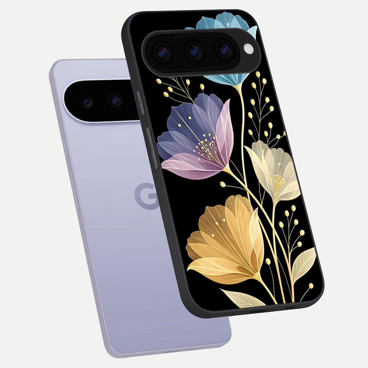 Flower Bloom Glow phone case For Google Pixel 11 showing premium glass back cover with detailed artwork
