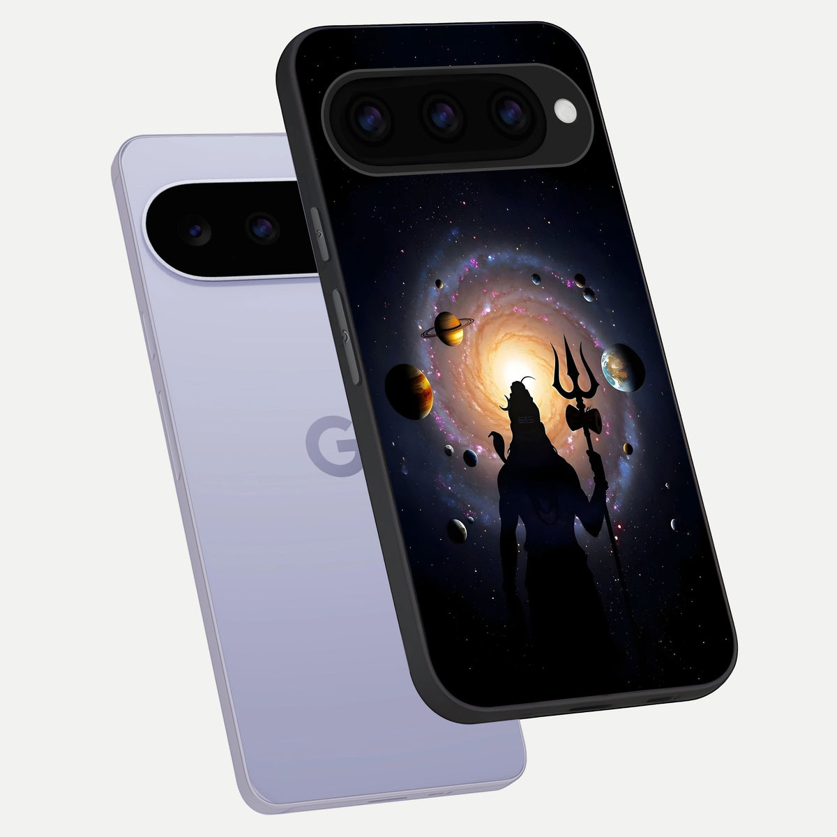  Galactic Shiva Vision phone case For Google Pixel 11 showing premium glass back cover with detailed artwork