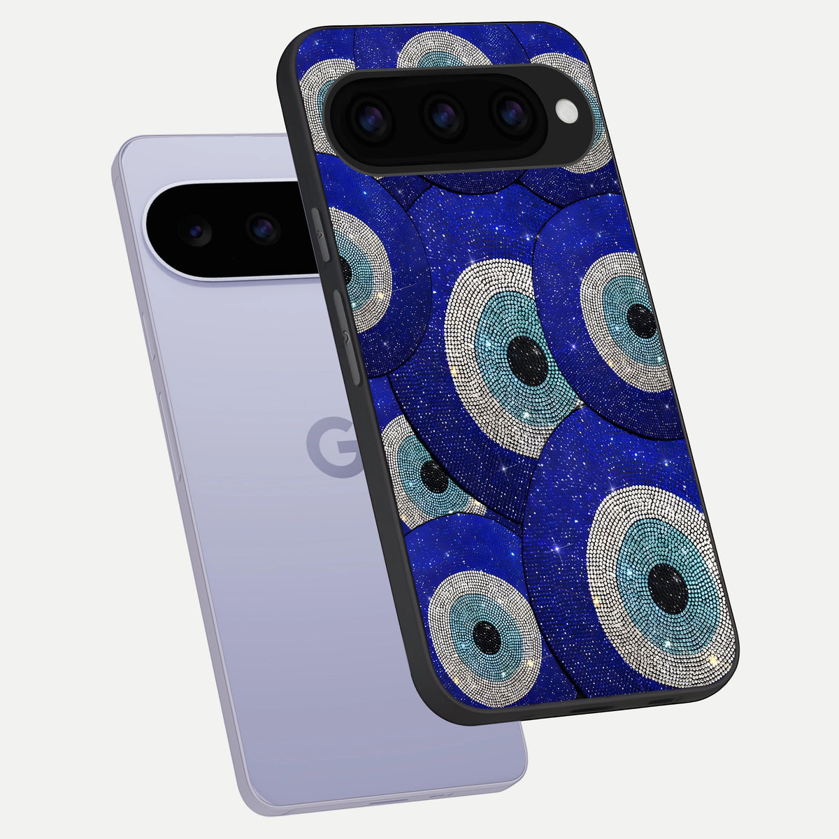  Galaxy Eye Flow phone case For Google Pixel 11 showing premium glass back cover with detailed artwork