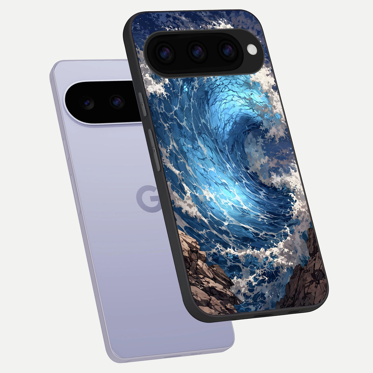  Giant Ocean Wave phone case For Google Pixel 11 showing premium glass back cover with detailed artwork