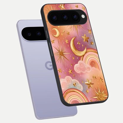 Golden Celestial Dreams phone case For Google Pixel 11 showing premium glass back cover with detailed artwork