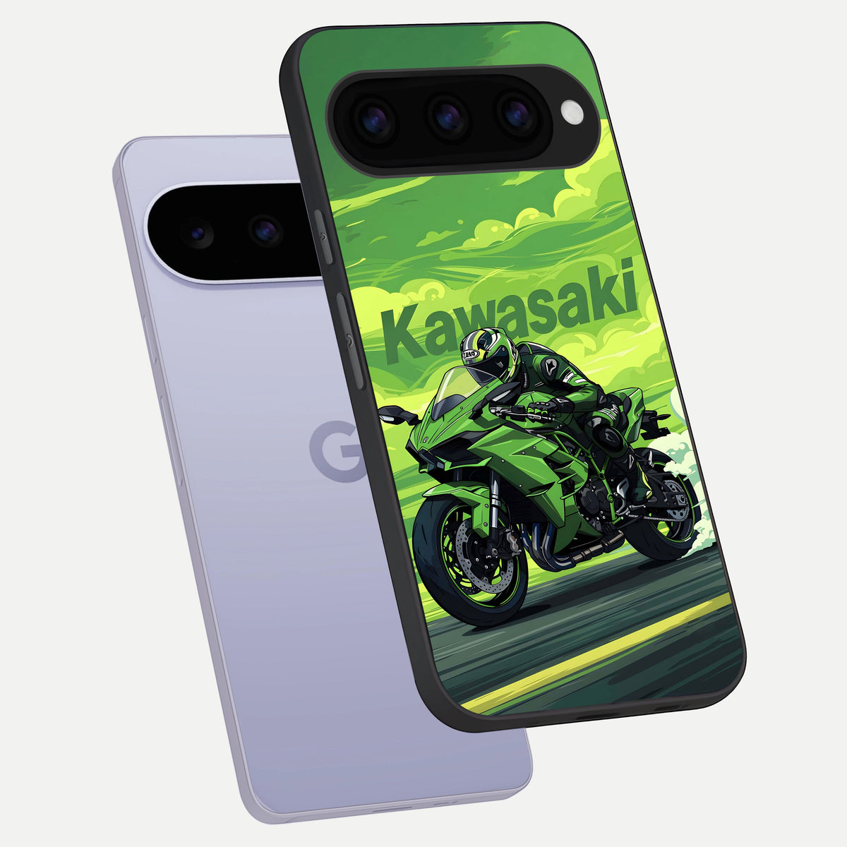  Green Moon Energy phone case For Google Pixel 11 showing premium glass back cover with detailed artwork