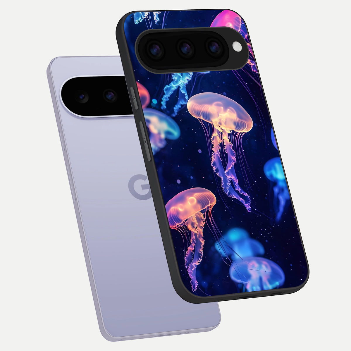  Jellyfish Pattern phone case For Google Pixel 11 showing premium glass back cover with detailed artwork