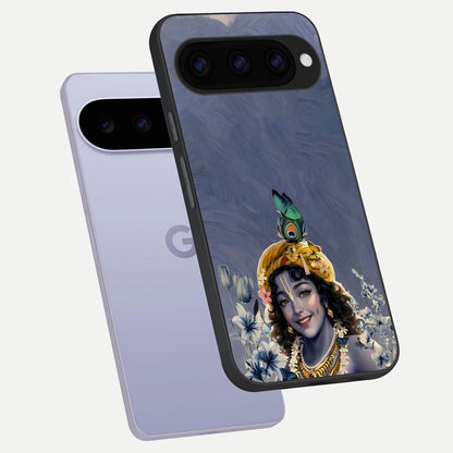  Lord Krishna phone case For Google Pixel 11 showing premium glass back cover with detailed artwork