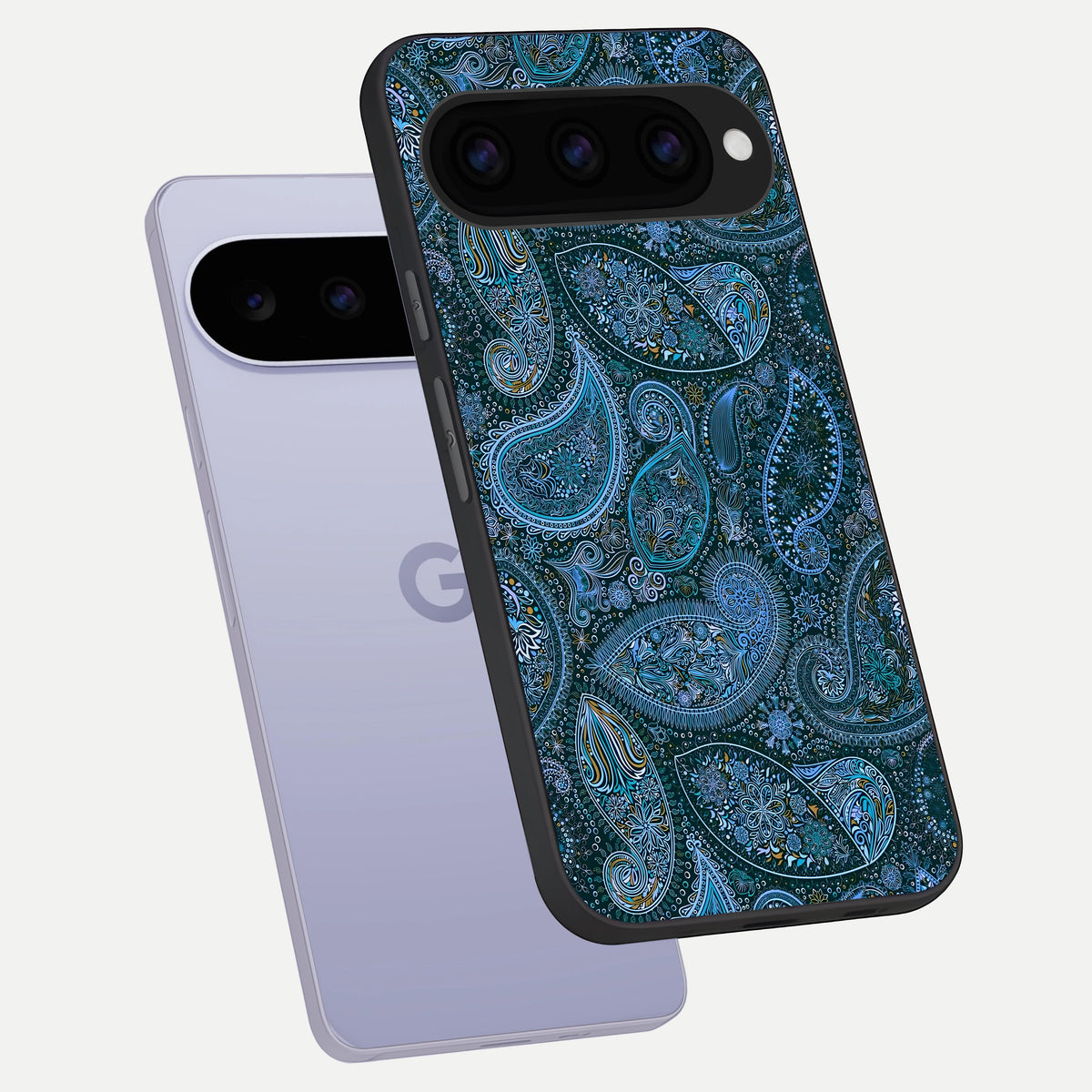  Midnight Paisley Glow phone case For Google Pixel 11 showing premium glass back cover with detailed artwork