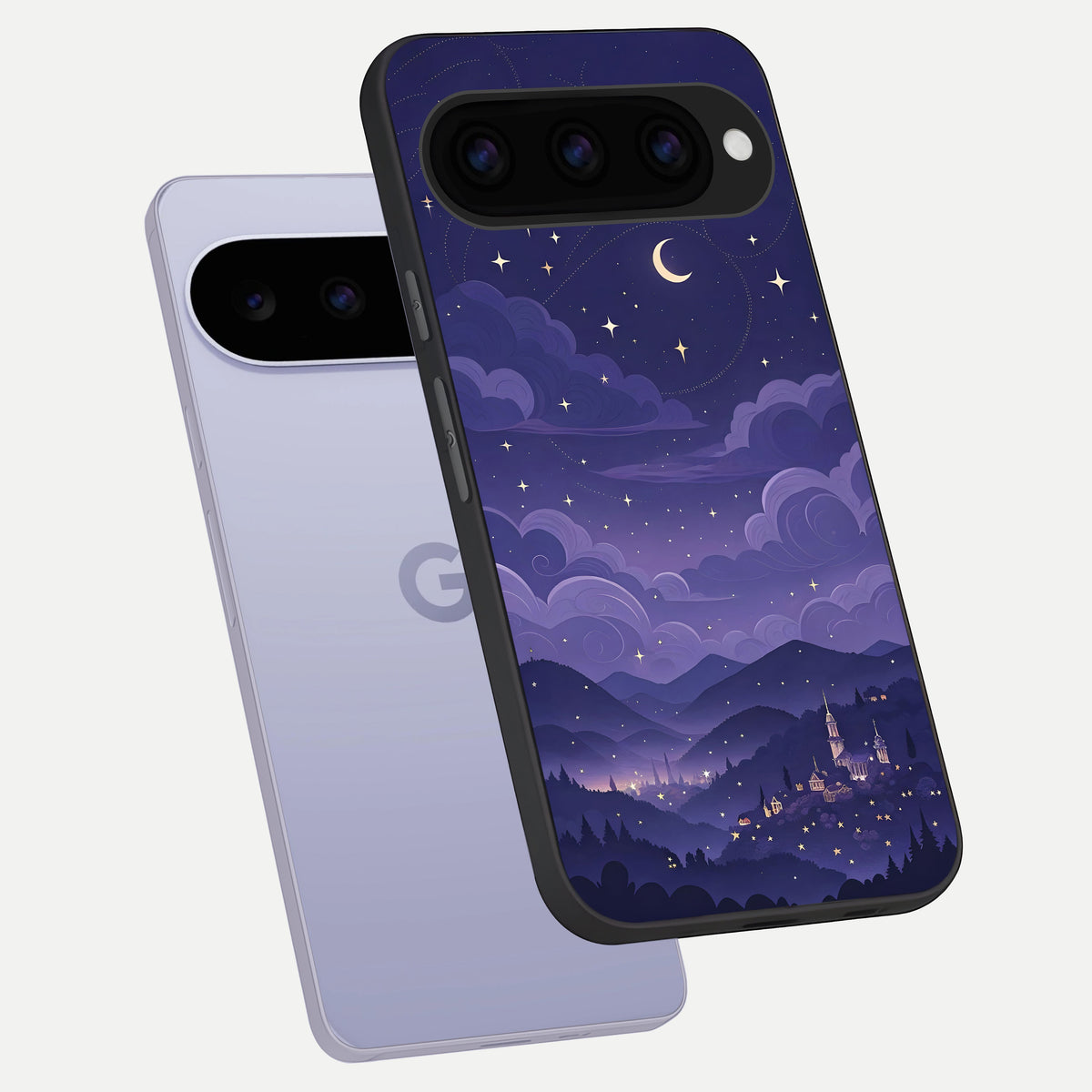  Minimal Night View phone case For Google Pixel 11 showing premium glass back cover with detailed artwork
