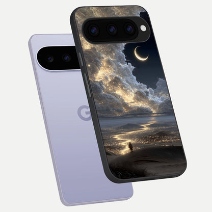  Moonlight Spark Path phone case For Google Pixel 11 showing premium glass back cover with detailed artwork