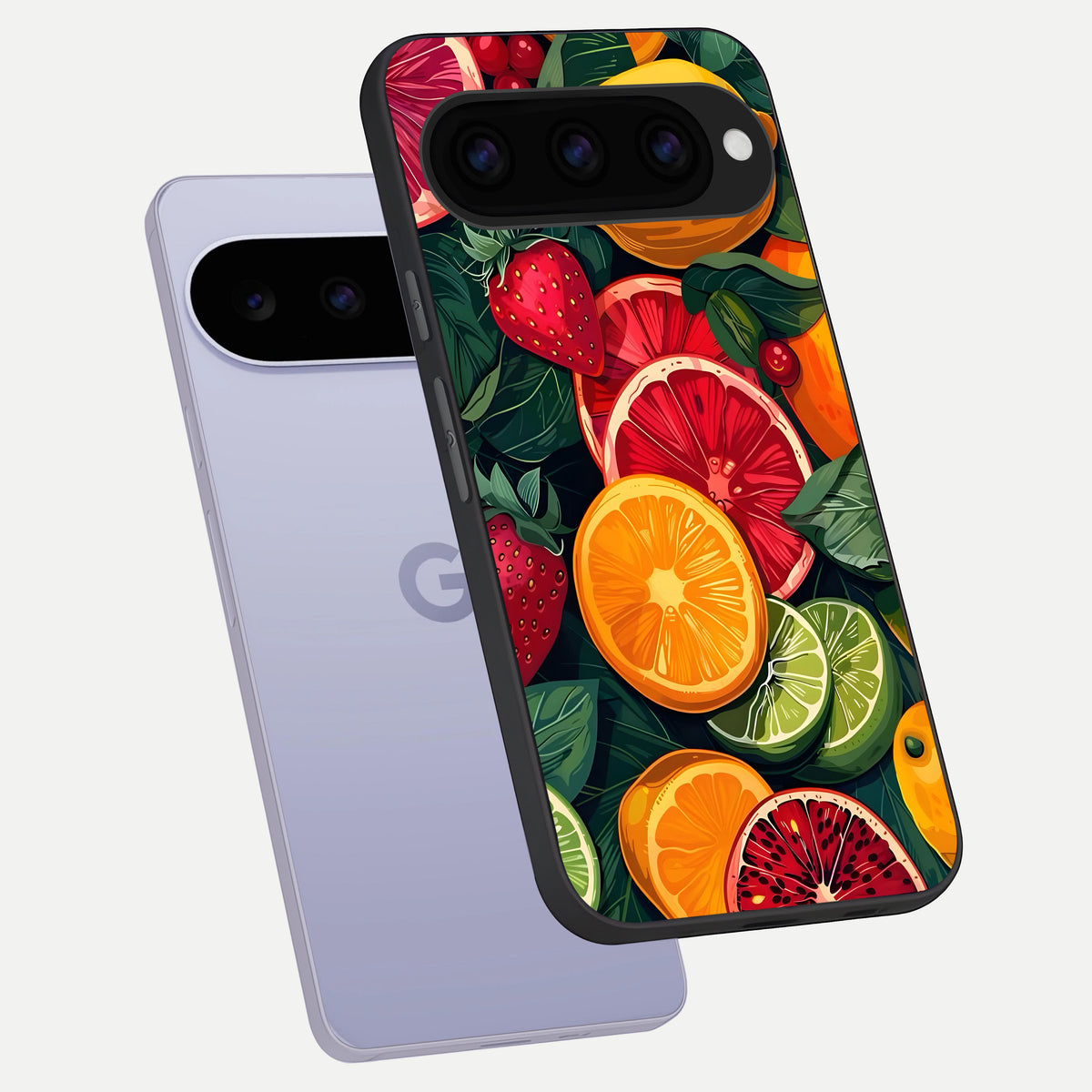  Multiple Fruits phone case For Google Pixel 11 showing premium glass back cover with detailed artwork