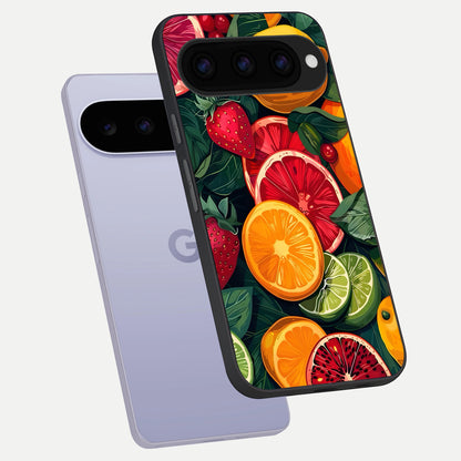  Multiple Fruits phone case For Google Pixel 11 showing premium glass back cover with detailed artwork