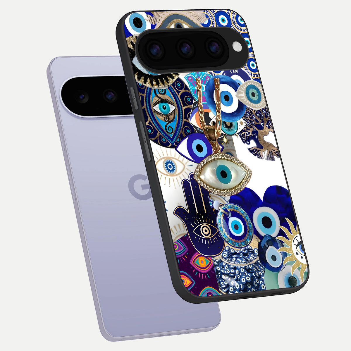  Mystic Charm Eye phone case For Google Pixel 11 showing premium glass back cover with detailed artwork