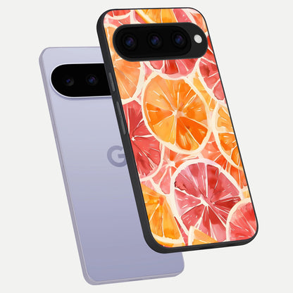 Orange Fruits Pattern phone case For Google Pixel 11 showing premium glass back cover with detailed artwork