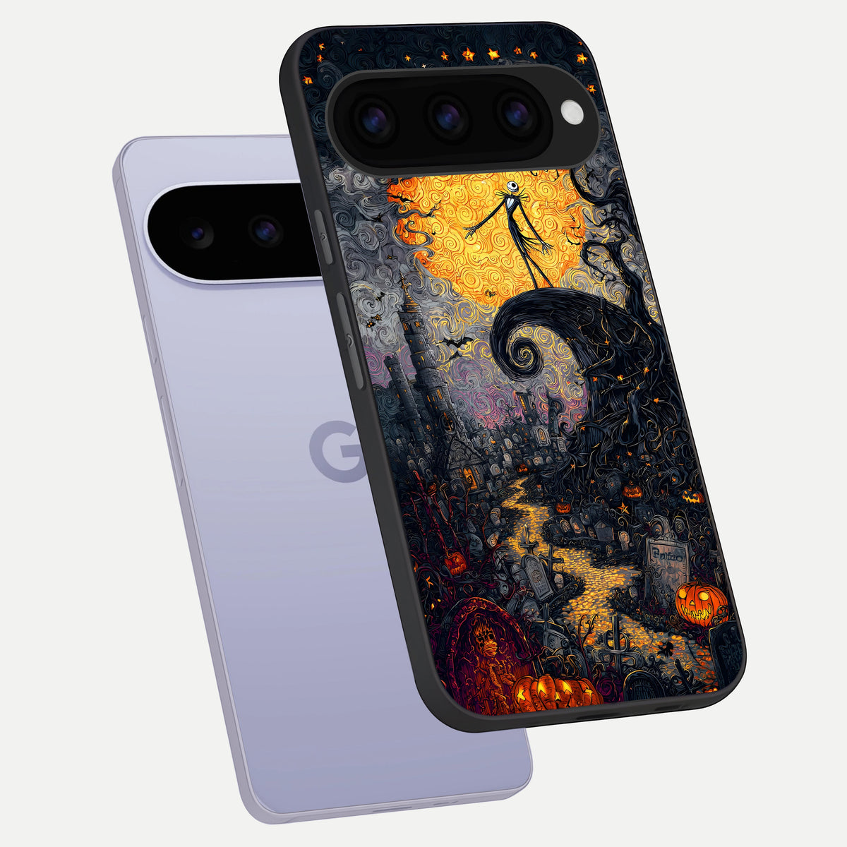  Pumpkin Moonlight Tale phone case For Google Pixel 11 showing premium glass back cover with detailed artwork