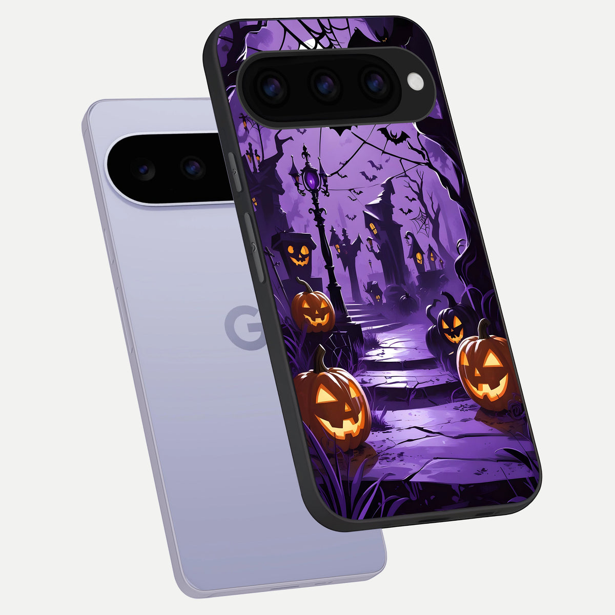  Pumpkin Patch Halloween phone case For Google Pixel 11 showing premium glass back cover with detailed artwork