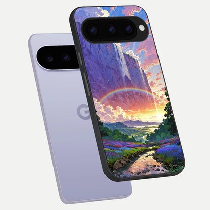 Rainbow Valley Dream phone case For Google Pixel 11 showing premium glass back cover with detailed artwork