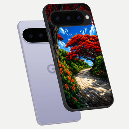  Red Eyes Pattern phone case For Google Pixel 11 showing premium glass back cover with detailed artwork