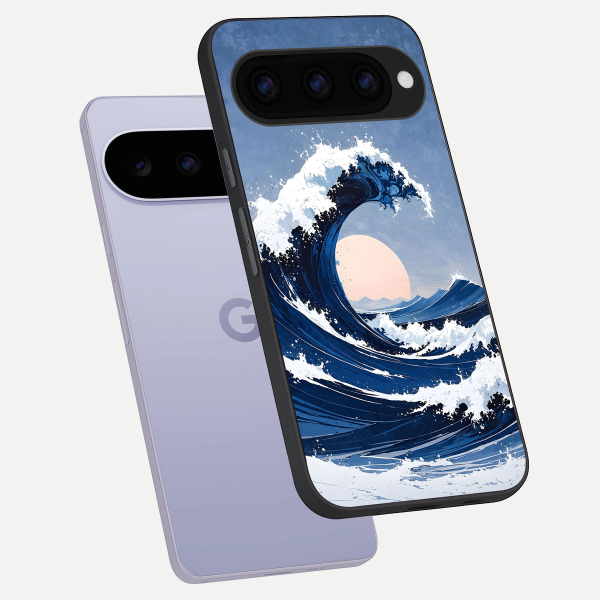  Rising Tide Power phone case For Google Pixel 11 showing premium glass back cover with detailed artwork