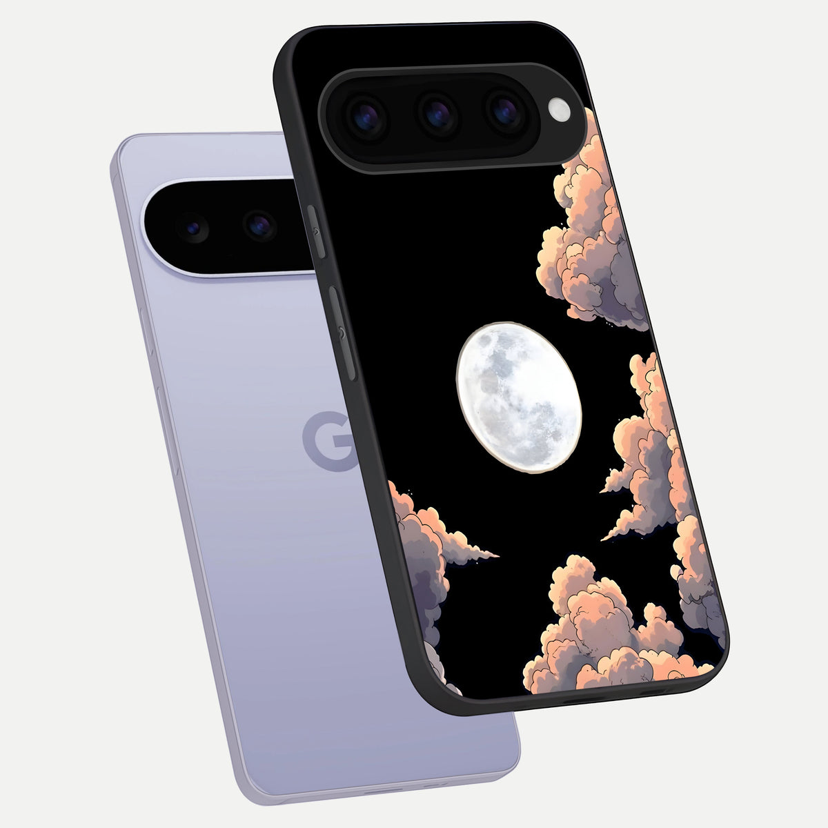  Shade Cloud Moon phone case For Google Pixel 11 showing premium glass back cover with detailed artwork