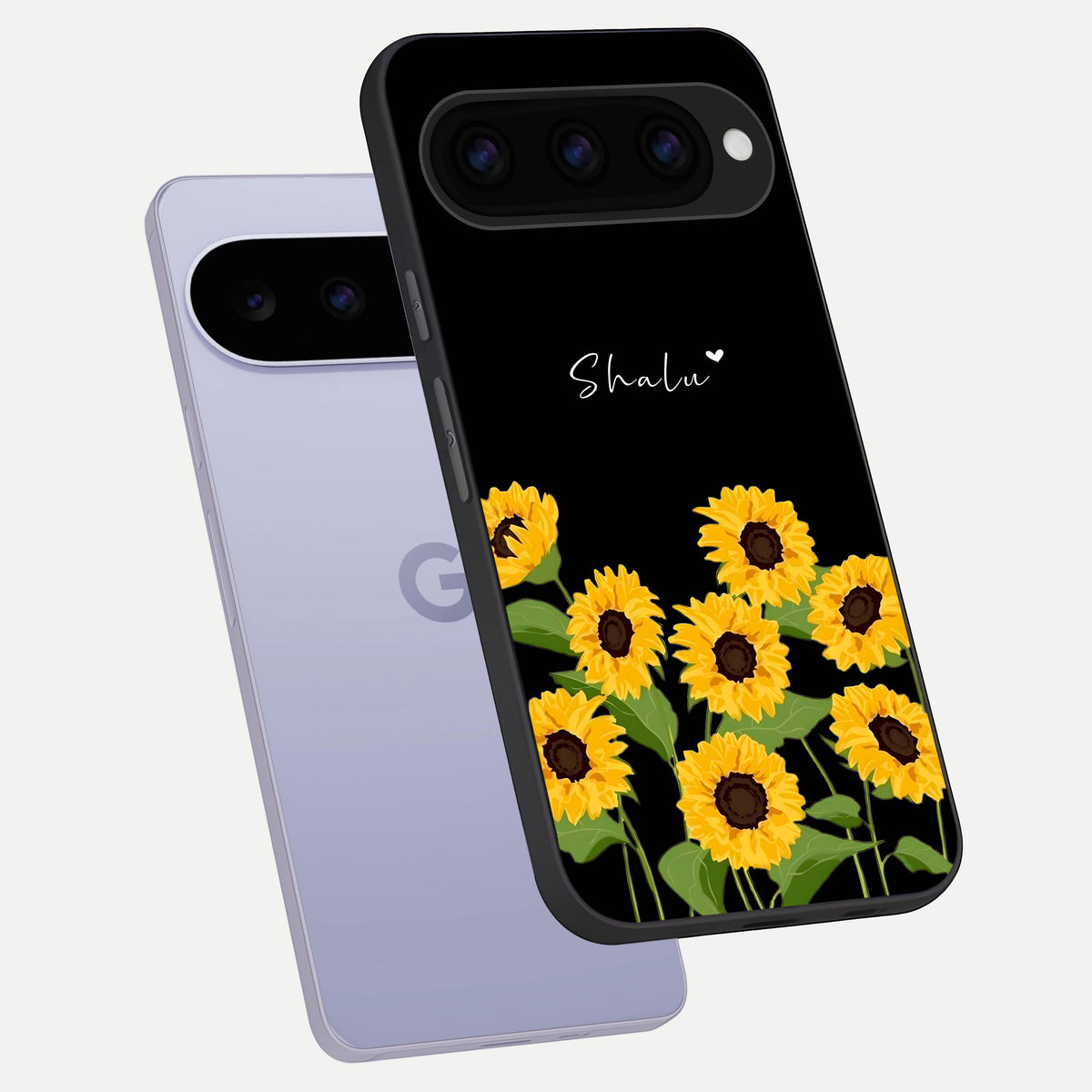  Sunlit Daisy Glow phone case For Google Pixel 11 showing premium glass back cover with detailed artwork