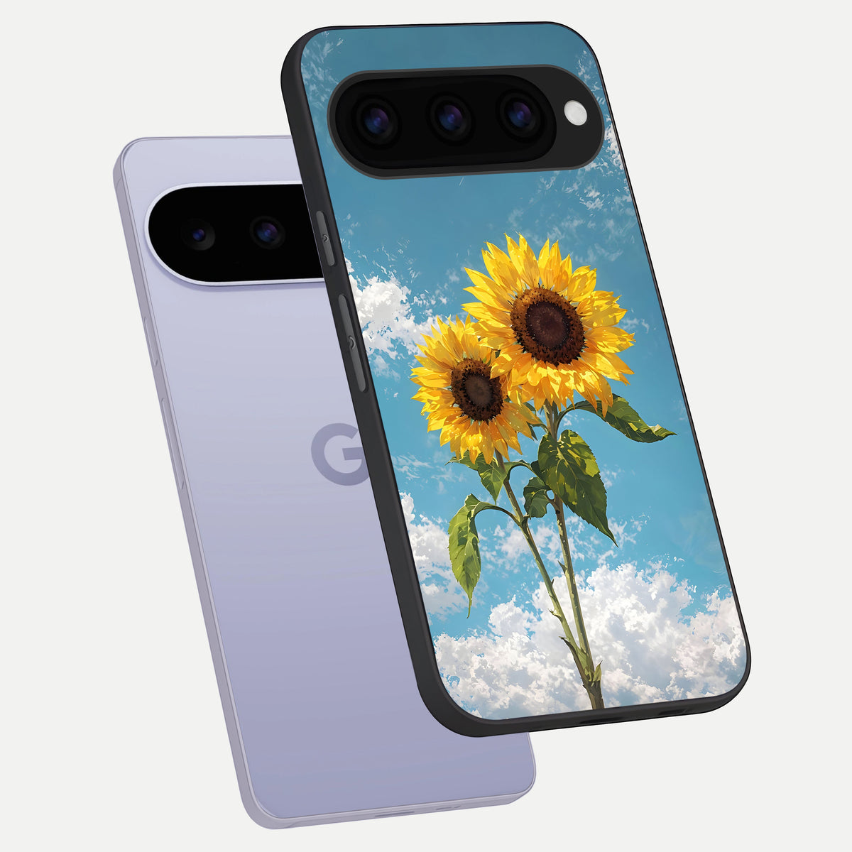  Sun Moon Balance phone case For Google Pixel 11 showing premium glass back cover with detailed artwork