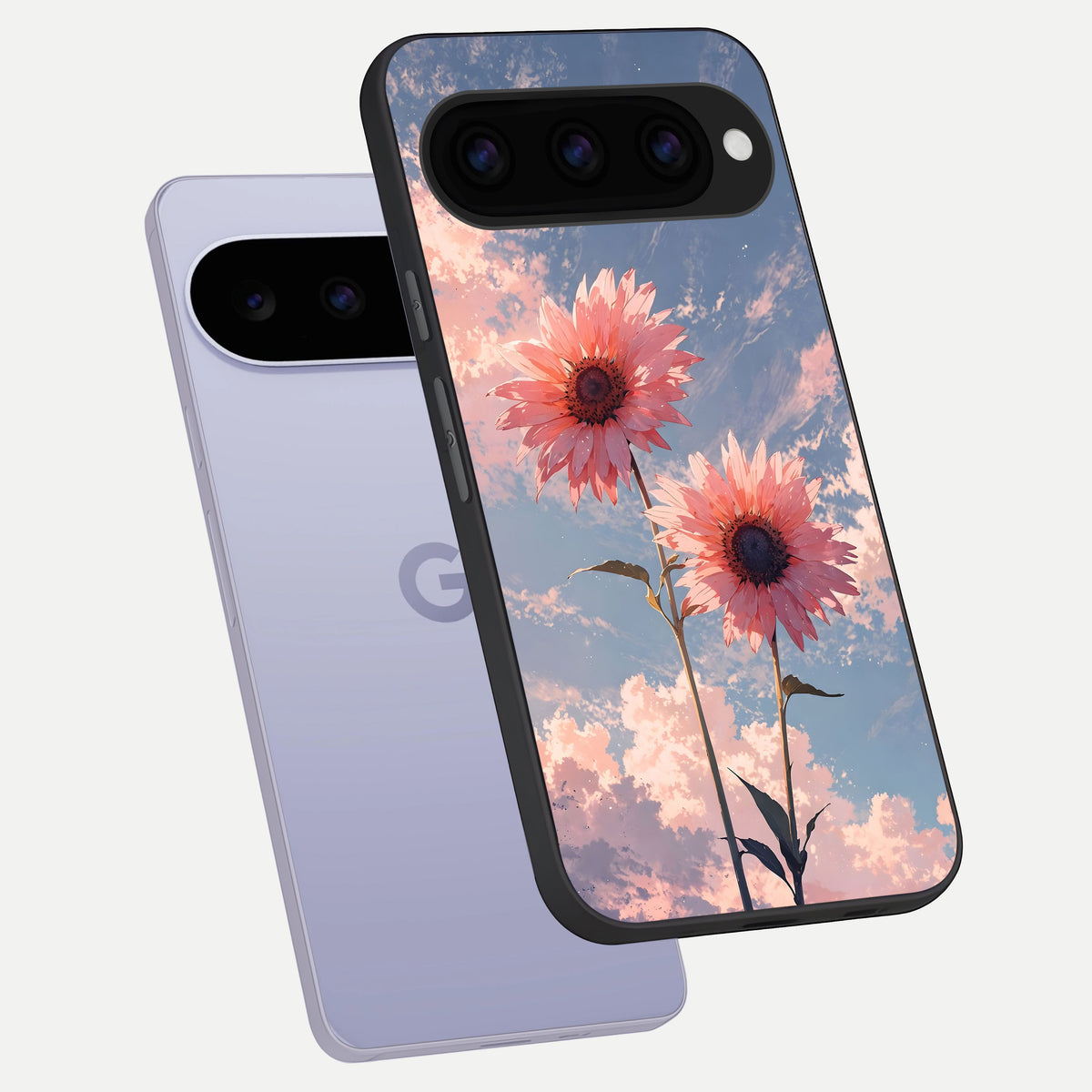  Sunflower Cat Art phone case For Google Pixel 11 showing premium glass back cover with detailed artwork