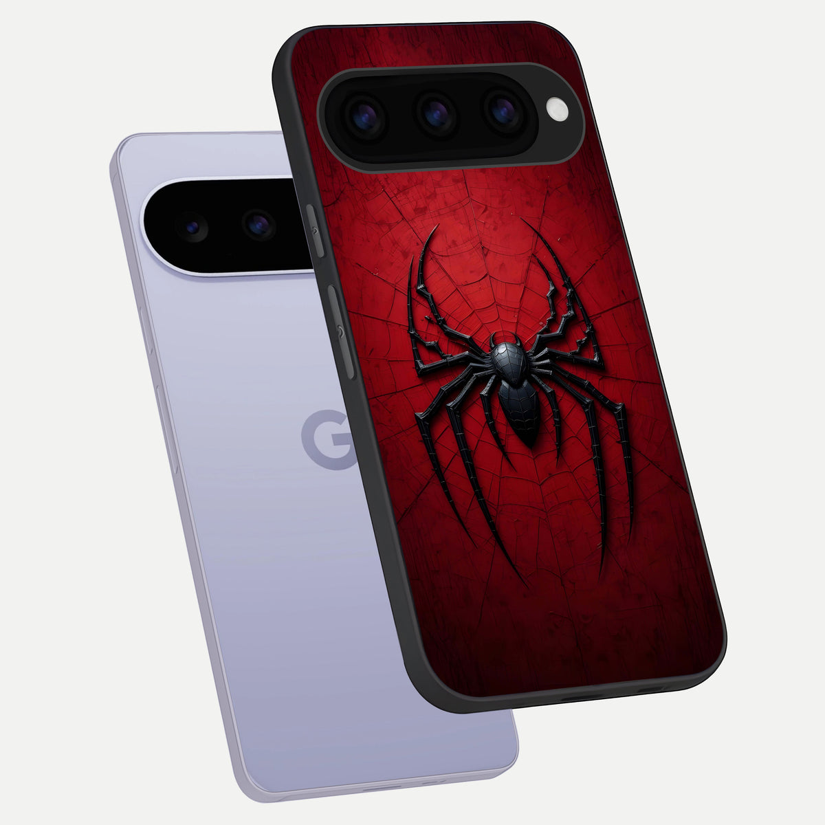  Superhero Web Emblem phone case For Google Pixel 11 showing premium glass back cover with detailed artwork
