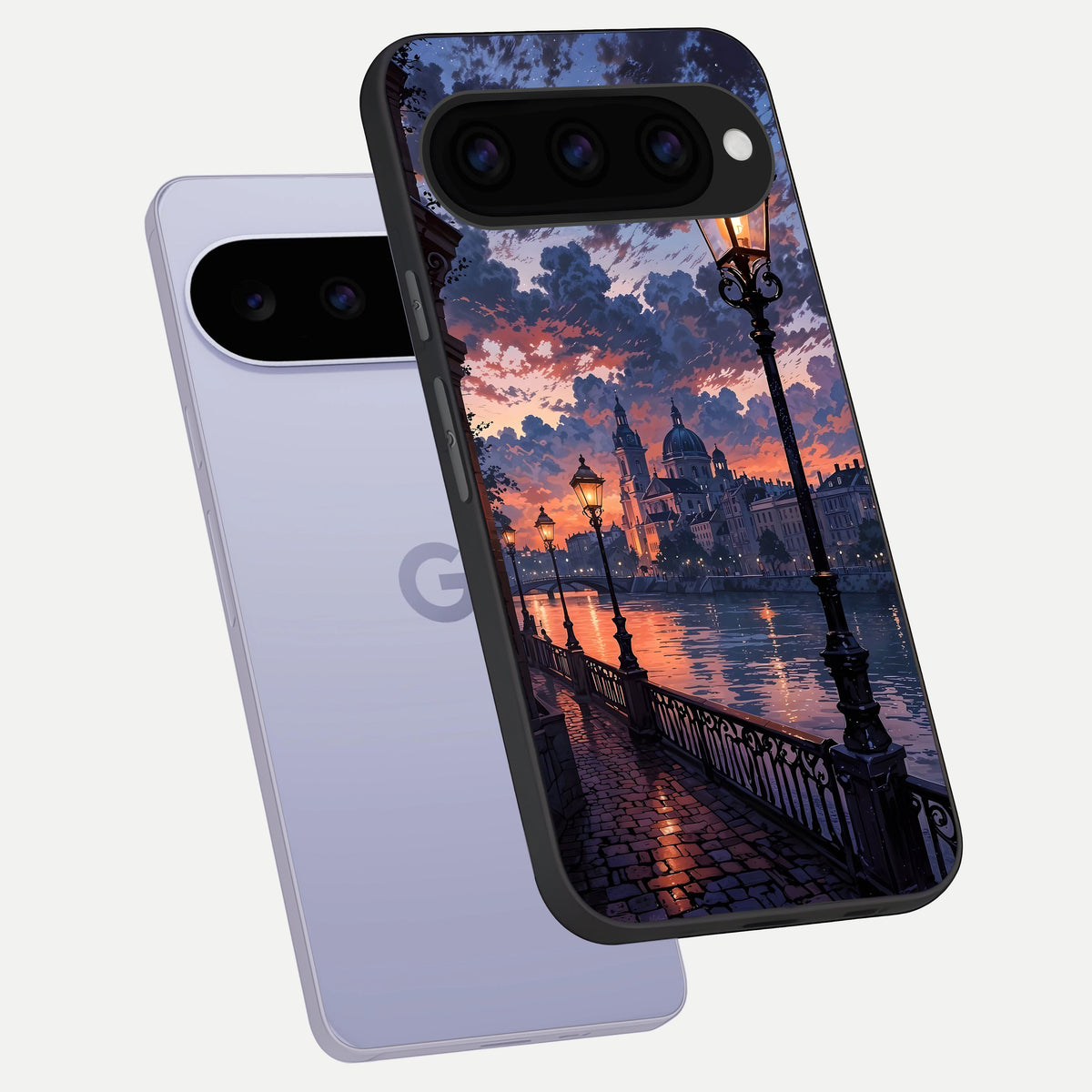  Twilight River Lights phone case For Google Pixel 11 showing premium glass back cover with detailed artwork