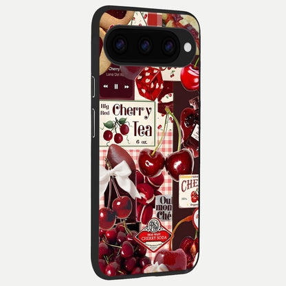  Aesthetic Cherry Tea back cover For Google Pixel 11 slim fit glass case with vibrant aesthetic design