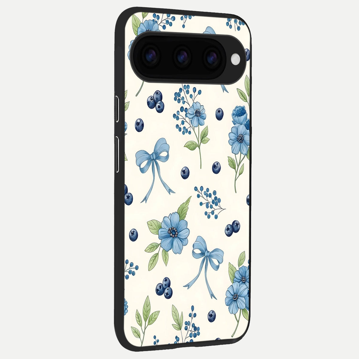  Blue Flower And Bow back cover For Google Pixel 11 slim fit glass case with vibrant aesthetic design