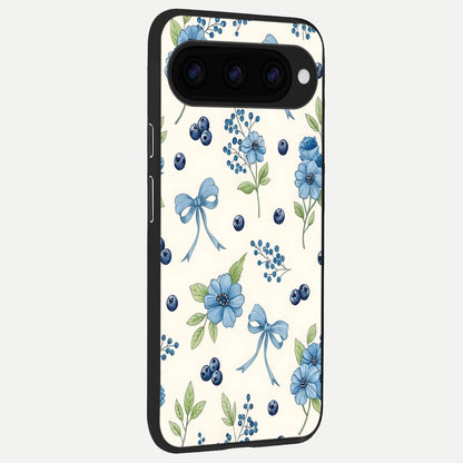  Blue Flower And Bow back cover For Google Pixel 11 slim fit glass case with vibrant aesthetic design