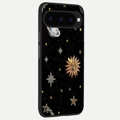  Celestial Moon With Stars back cover For Google Pixel 11 slim fit glass case with vibrant aesthetic design
