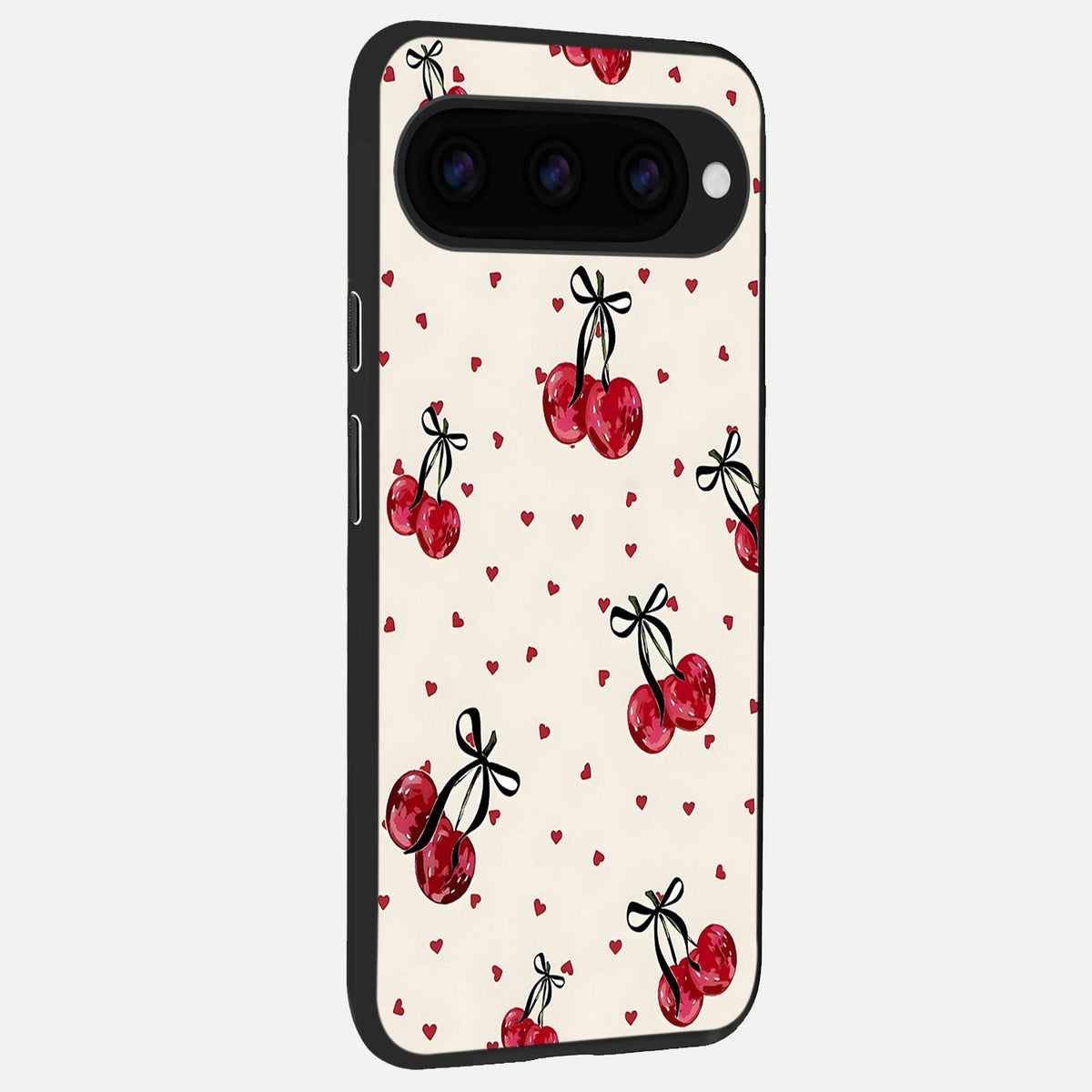  Cherry Heart Bow back cover For Google Pixel 11 slim fit glass case with vibrant aesthetic design