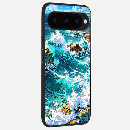  Coastal Blue Waves back cover For Google Pixel 11 slim fit glass case with vibrant aesthetic design