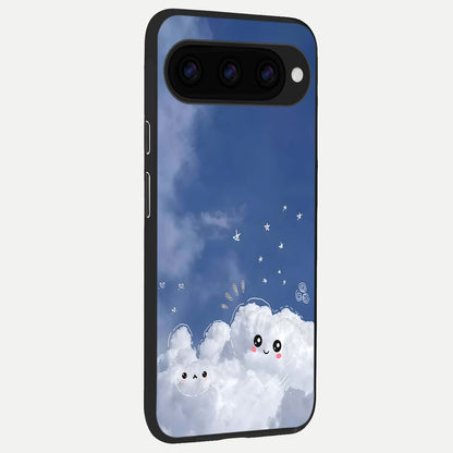  Cute Blossom Cloud back cover For Google Pixel 11 slim fit glass case with vibrant aesthetic design